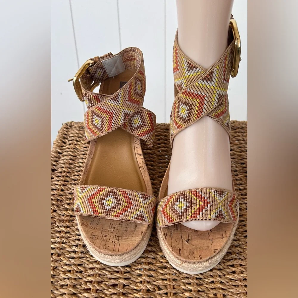 White‎ Mountain Women’s Pearle Cork Espadrille Wedge Size 8.5M